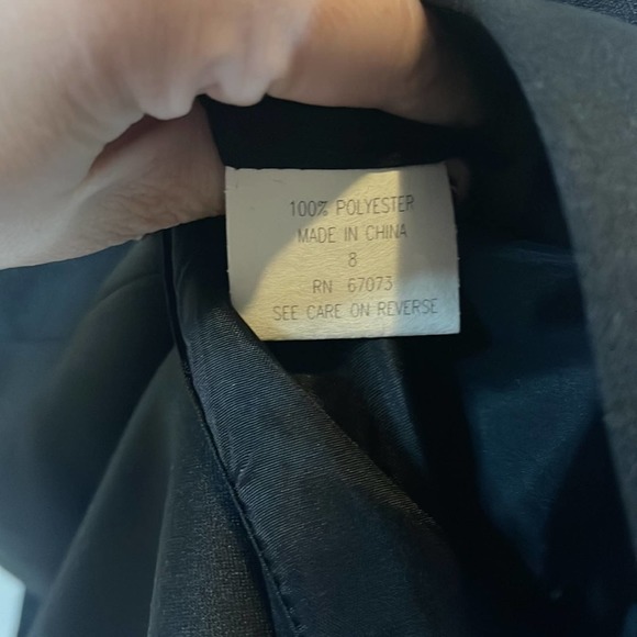 VTG Y2K Geometrie Black and Blue Beaded Floral Midi Length Prom Dress  Size 8 - Picture 6 of 8